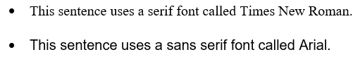 example of a serif versus sans serif font