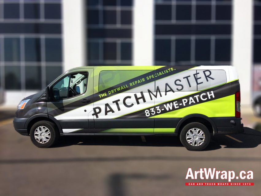 Van with full coverage graphics and the Patchmaster branding